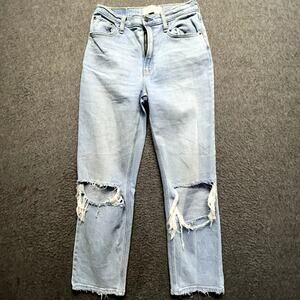Abercrombie & Fitch 90s Ultra High Rise Straight Jeans Sz 27/4S Distressed